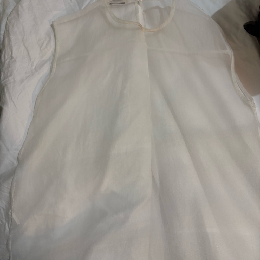 Zara Sheer Cream Sleeveless Blouse